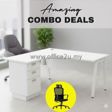 COMBO-ASW3D : ASTRA SERIES COMPACT L-SHAPE TABLE WITH WOODEN MODESTY PANEL AND FIXED PEDESTAL 2-DRAWERS 1-FILING WITH WESTON HIGHBACK MESH CHAIR COMBO-ASW3D : ASTRA SERIES COMPACT L-SHAPE TABLE WITH WOODEN MODESTY PANEL AND FIXED PEDESTAL 2-DRAWERS 1-FILING WITH WESTON HIGHBACK MESH CHAIR